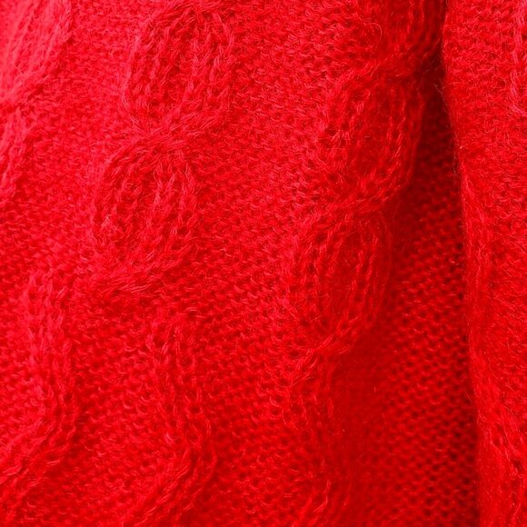 Vintage Esprit Mens Red Mohair Sweater Oversize Pullover 3XL 4XL Cable Knit 90s - Picture 9 of 10